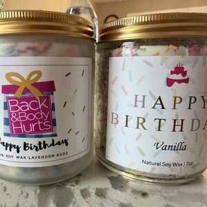 Happy Birthday Vanilla Soy Candles -Sprinkles Humorous set of 2